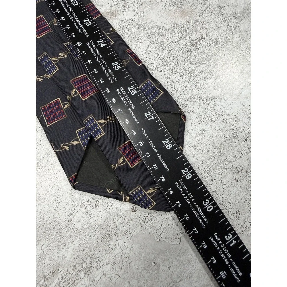 Christian Dior Tie Mens One‎ Size Black 100% Silk Geometric Designer Necktie